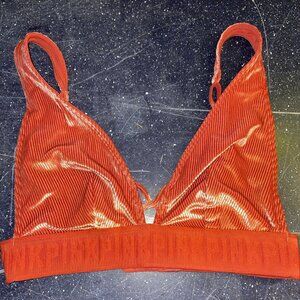 Victoria Secret PINK Wireless Velour Ribbed Unlined Plunge Bra Embossed Bans XS